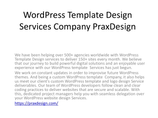 WordPress Template Design Services Company PraxDesign