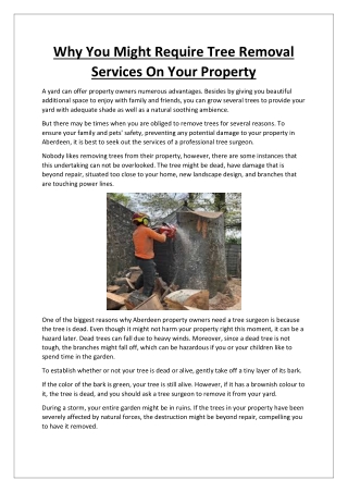 Why You Might Require Tree Removal Services On Your Property