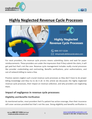 Highly Neglected Revenue Cycle Processes