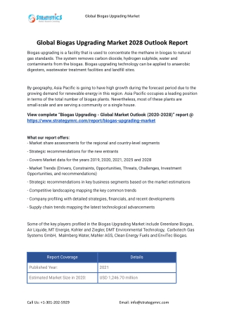 2021 Biogas Upgrading Market Global Analysis Report