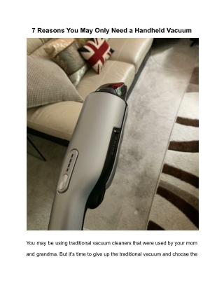 7 Reasons You May Only Need a Handheld Vacuum
