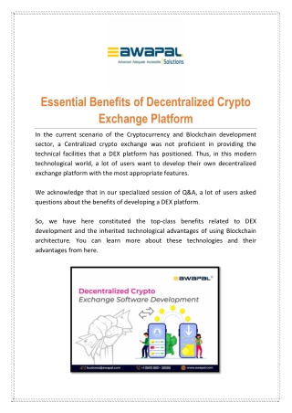 Essential Benefits of Decentralized Crypto Exchange Platform