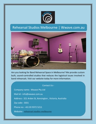 Rehearsal Studios Melbourne | Wwave.com.au