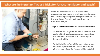 What are the Important Tips and Tricks for Furnace Installation and Repair?