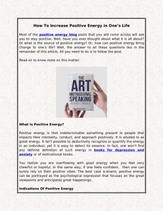 How To Increase Positive Energy in One’s Life