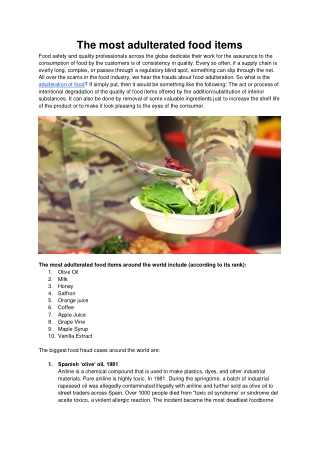 The most adulterated food items