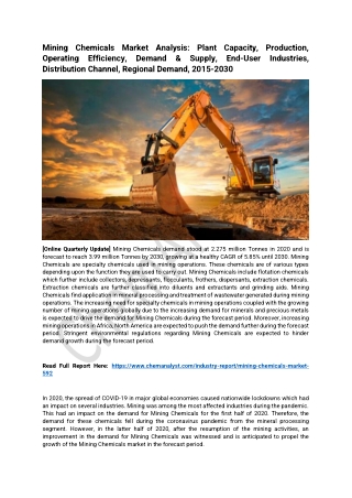 Mining Chemicals Market Size, Share, Industry Analysis, 2030