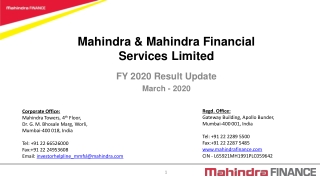 MAHINDRA AND MAHINDRA FINANCIAL SERVICES LTD quarter 4 financial year 2020 presentation