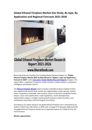 Global Ethanol Fireplace Market Research Report 2021-2026