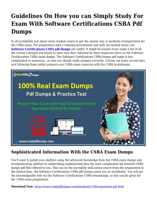 Polish Your Skills With the Assistance Of CSBA Pdf Dumps
