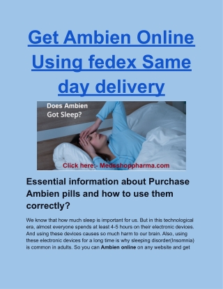 Get Ambien Online Using fedex Same day delivery