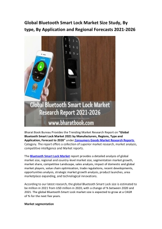 Global Bluetooth Smart Lock Market Research Report 2021-2026