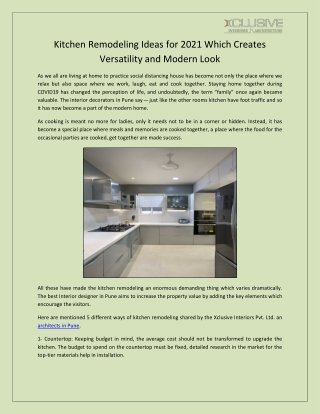 Kitchen Remodeling Ideas for 2021 Which Creates Versatility and Modern Look