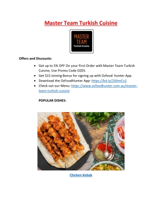 5% Off - Master Team Turkish Cuisine Rozelle takeaway Menu, NSW