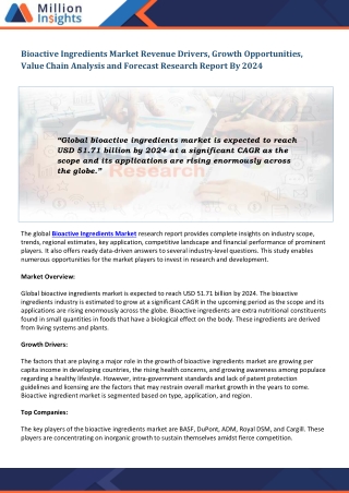 Bioactive Ingredients Market