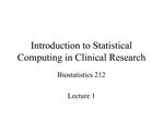 Introduction to Statistical Computing in Clinical Research