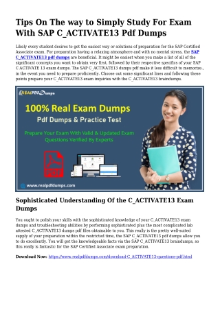 Polish Your Abilities Using the Enable Of C_ACTIVATE13 Pdf Dumps