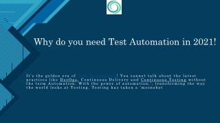 Why do you need Test Automation in 2021