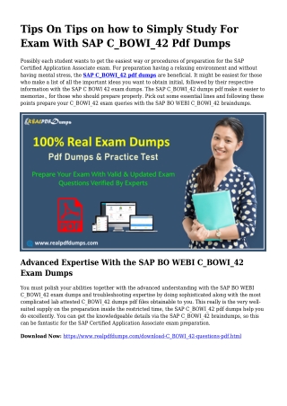 Feasible Your Preparation Via C_BOWI_42 Pdf Dumps