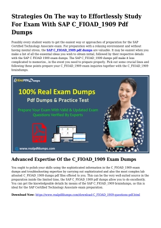 Polish Your Expertise Along with the Assistance Of C_FIOAD_1909 Pdf Dumps