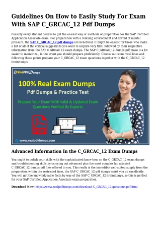 C_GRCAC_12 PDF Dumps To Solve Planning Issues