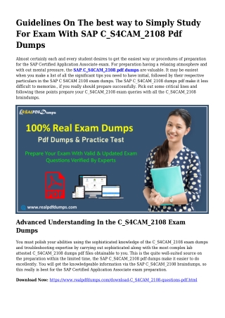 Viable Your Planning Via C_S4CAM_2108 Pdf Dumps