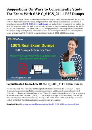 C_S4CS_2111 Pdf Dumps The Rational Preparing Source