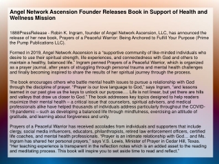 Angel Network Ascension Founder Releases Book in Support of Health and Wellness