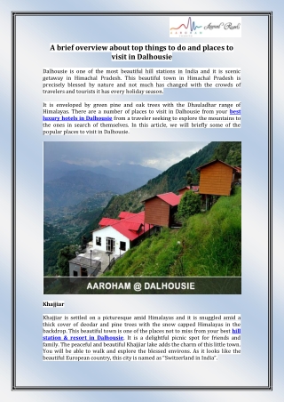 Hill Station & Resort in Dalhousie