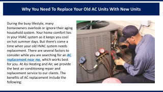 Why You Need To Replace Your Old AC Units With New Units?