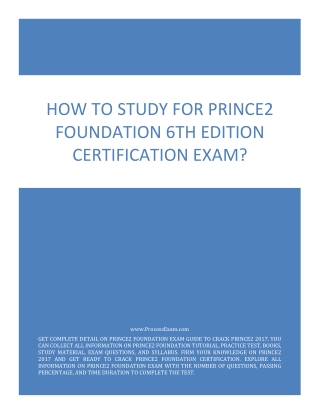How to Study for PRINCE2 Foundation 6th Edition Certification Exam?