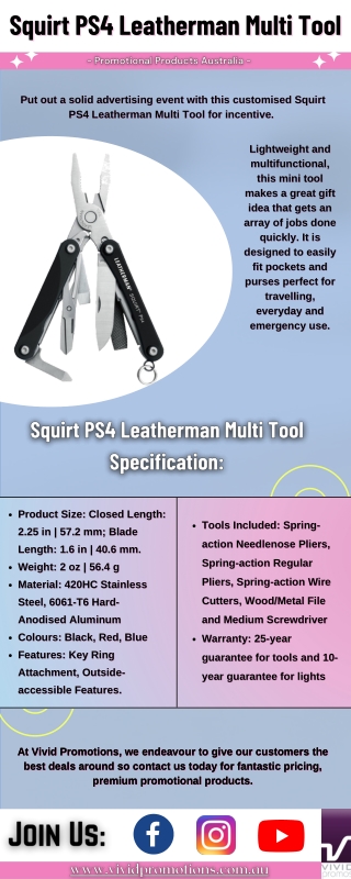 Vivid Promotions Australia: Squirt PS4 Leatherman Multi-Tool | Buy Now