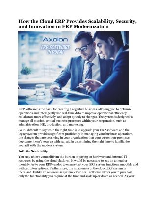 How the Cloud ERP Provides Scalability, Security, and Innovation in ERP Modernization