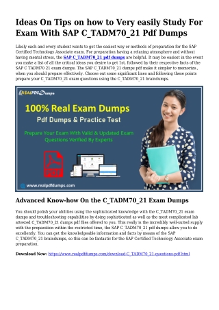 Viable Your Preparing Through C_TADM70_21 Pdf Dumps