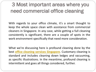 3 Most important areas where you need commercial office cleaning
