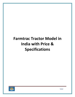 Farmtrac Tractor Model in India with Price & Specifications