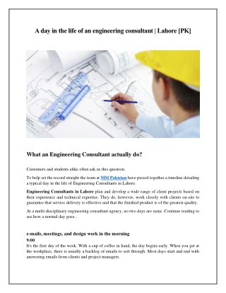 A day in the life of an engineering consultant - Lahore [PK]