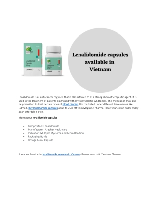 lenalidomide capsules in Vietnam