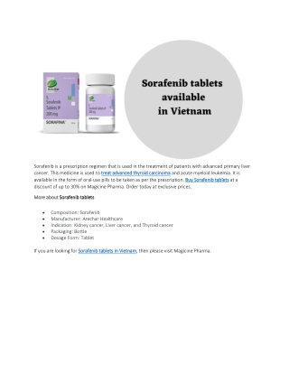 Sorafenib tablets in Vietnam