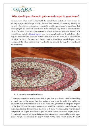 Why should you choose to put a round carpet in your home