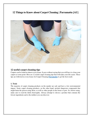 12 Things to Know about Carpet Cleaning - Parramatta [AU]