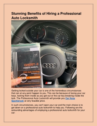 Find the best Auto Locksmith in Sparkbrook