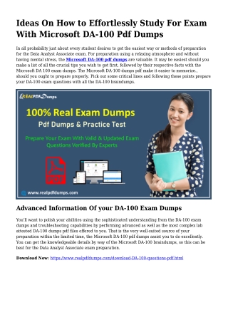 DA-100 Pdf Dumps The Rational Preparing Source