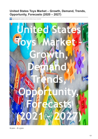 United States Toys Market and Forecasts 2020 - 2027