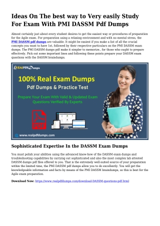Beneficial Planning With the Aid Of DASSM Dumps Pdf