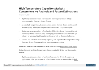 High Temperature Capacitor Market Analysis, Trends, Share by 2030