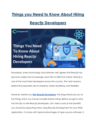 Things you Need to Know About Hiring Reactjs Developers