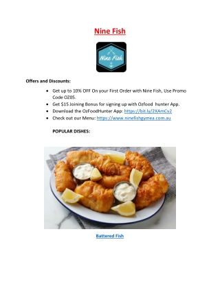 $5 Off- Nine Fish Gymea Menu Fish & Chips Restaurant NSW