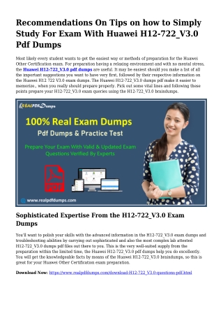 H12-722_V3.0 Pdf Dumps The Sensible Planning Supply