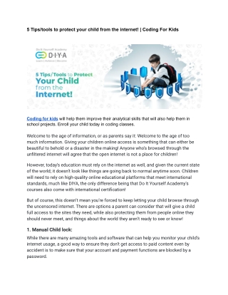 5 Tips_tools to protect your child from the internet! - Coding For Kids